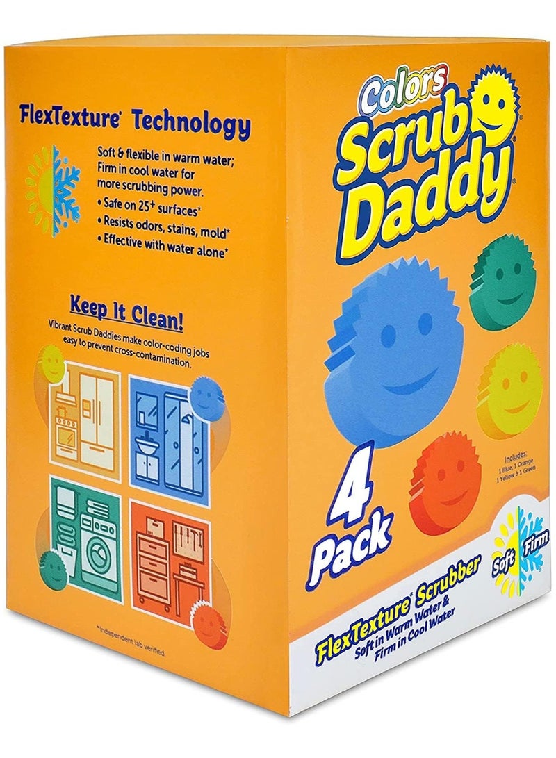 Scrub Daddy Original 4 Pack, Cleaning Sponges for Washing Up, Dish and Kitchen Sponge - as used by Mrs Hinch, Non Scratch Multi-Use Scrubbing, With FlexTexture Firm and Soft Design, Dishwashing Safe - Image 1